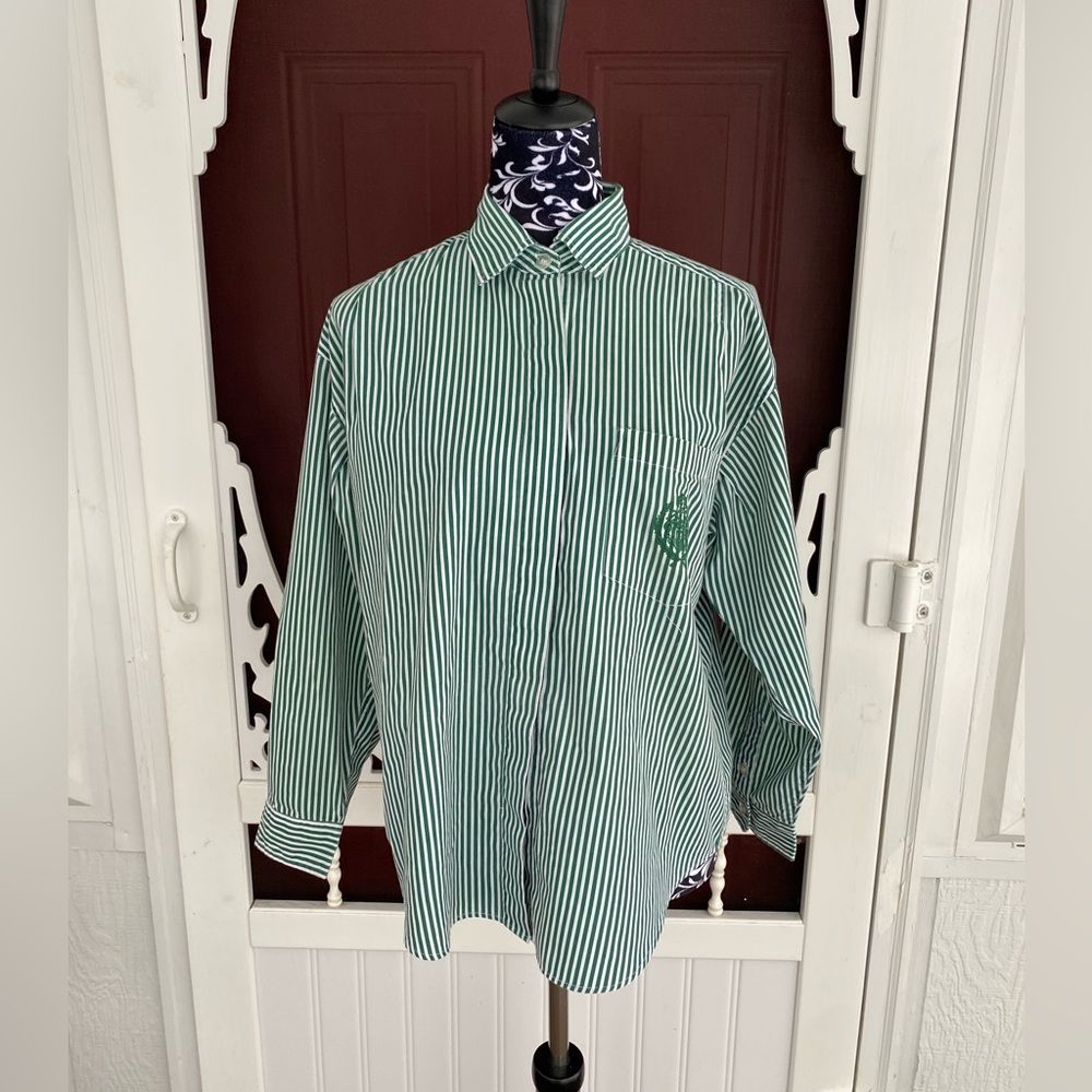 Separate Issue Women’s Striped Pleated Long Sleeve Button Up Shirt Size 10